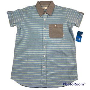 NWT Aeropostale Blue With light green stripes Woven Shirt Size 10